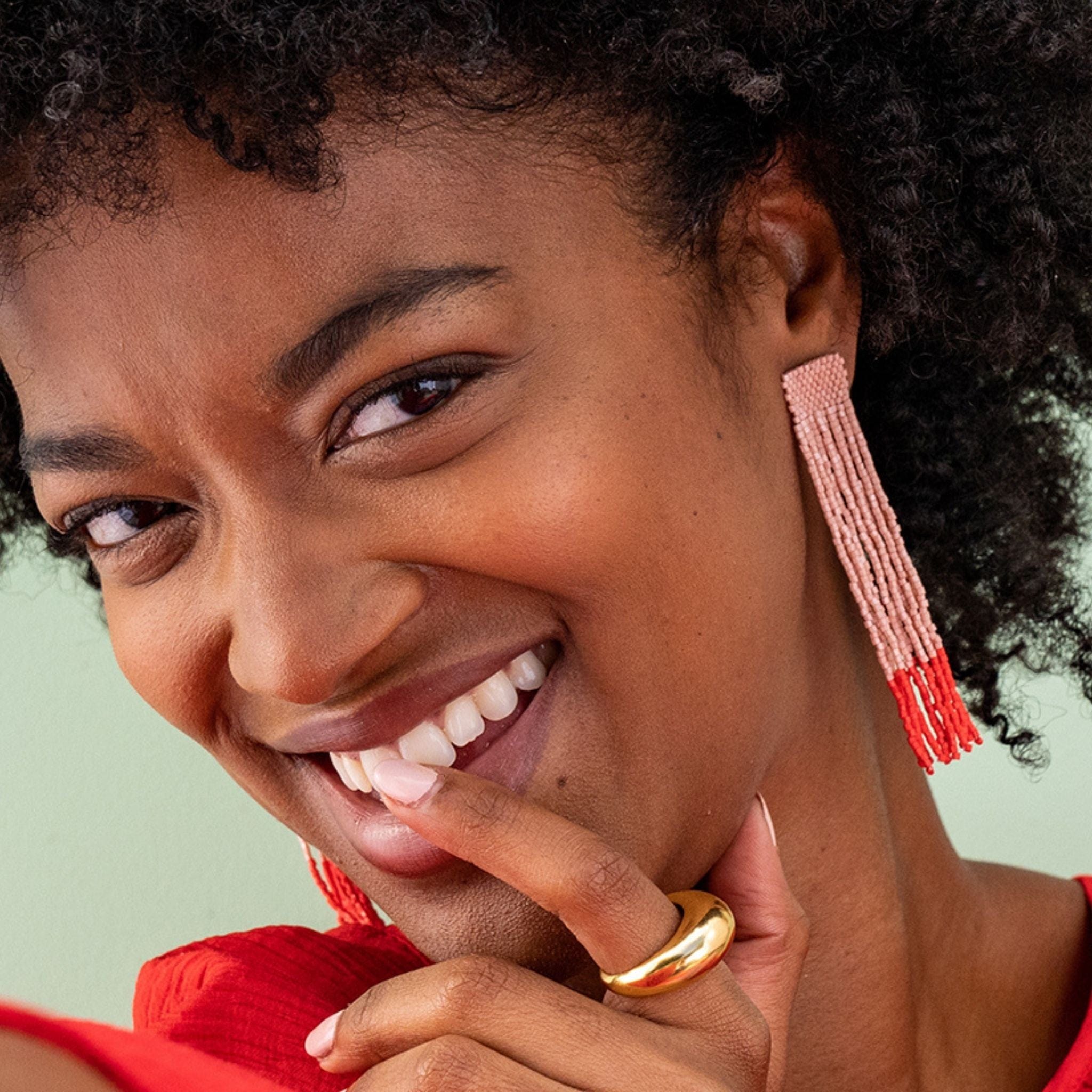 Ila Thick Stripe Beaded Fringe Earrings