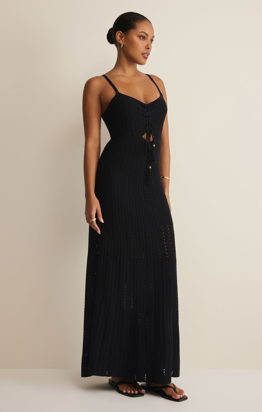Sunda Crochet Midi Dress - Black