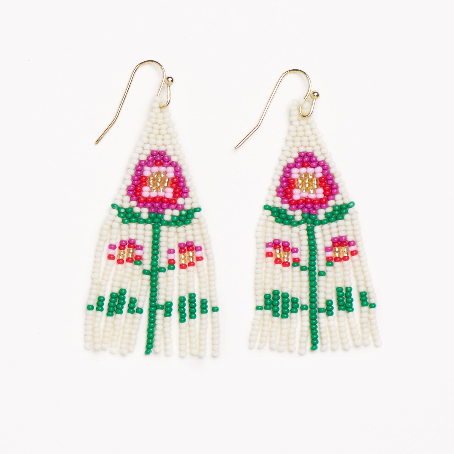 Audrey Poppy Flower Beaded Earrings