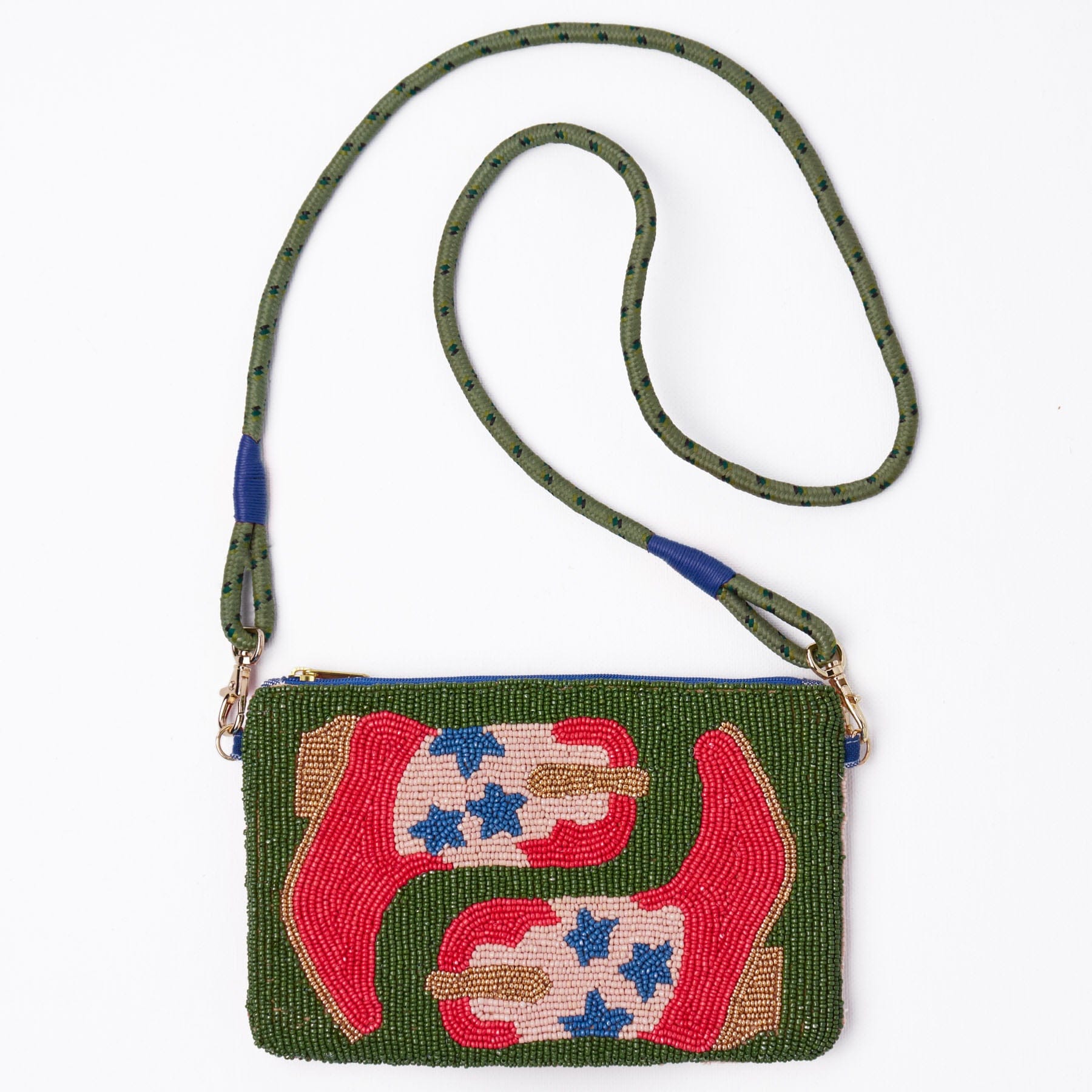 Leila Red Boots Beaded Clutch