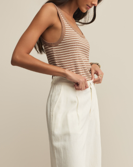 Elin Stripe Rib Tank - Iced Coffee