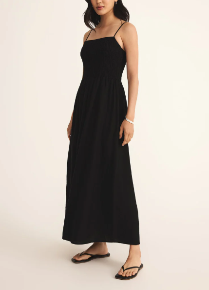 Bayside Linen Maxi Dress - Black