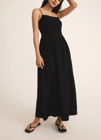 Bayside Linen Maxi Dress - Black