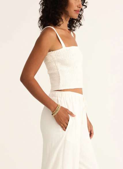 Amelie Linen Top - White