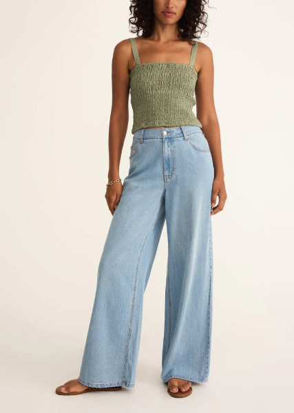 Amelie Linen Top - Avocado