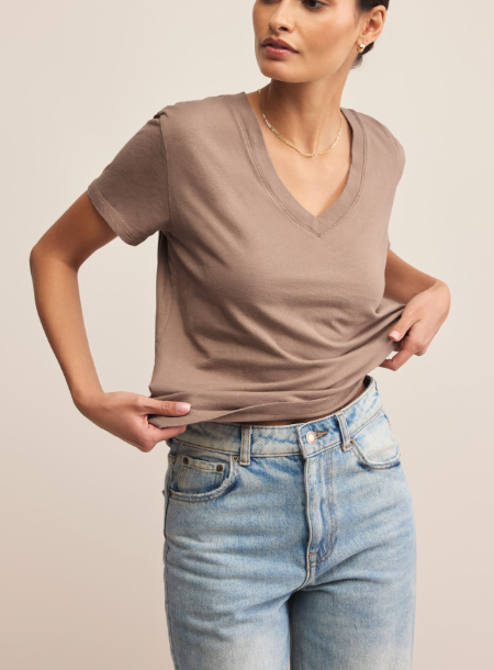 Weekdays V-Neck Tee- Smokey