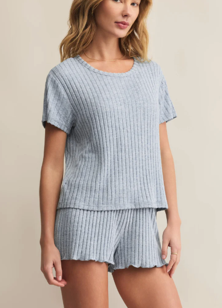 Kara Rib Tee - Light Denim