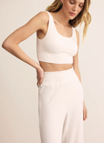 Zoe Silky Rib Tank Bra - Vanilla Ice