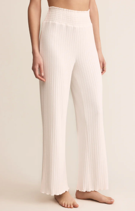Dawn Silky Rib Smocked Pant - Vanilla Ice