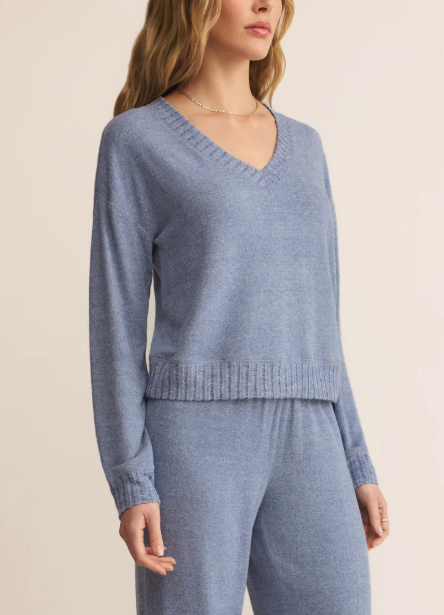 Courtney Long Sleeve Top - Blue Velvet