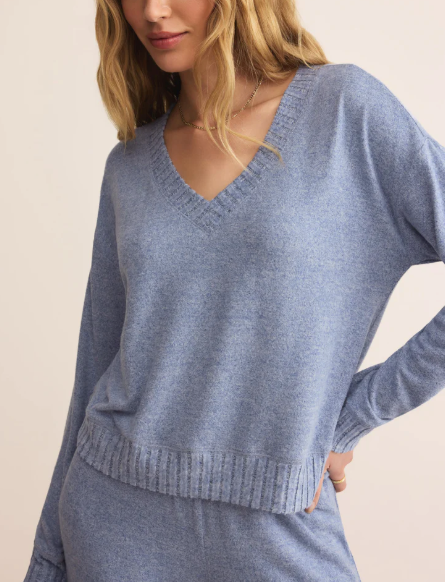 Courtney Long Sleeve Top - Blue Velvet