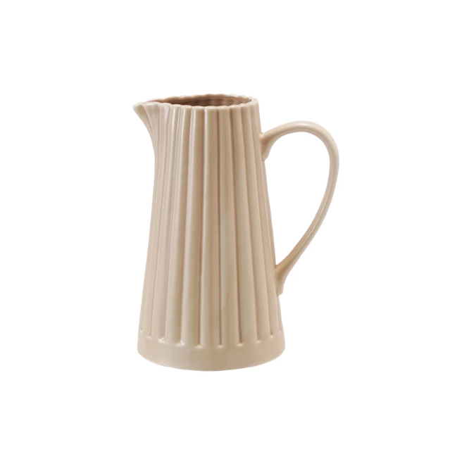 Cream Glazed Ribbed Pitcher
