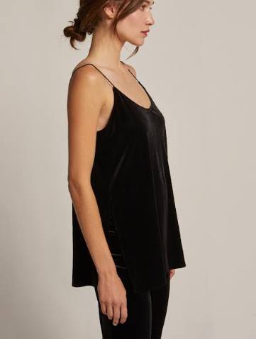 Sahar Velvet Cami Top with Side Slits