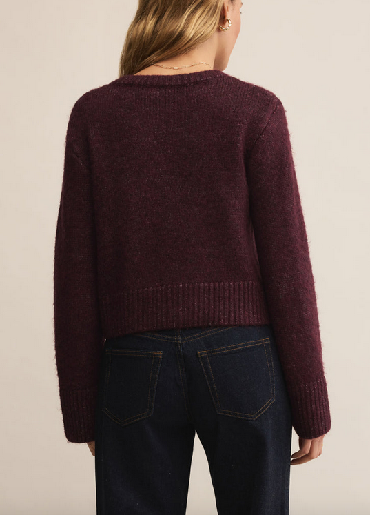Breen Crop Cardigan - Merlot