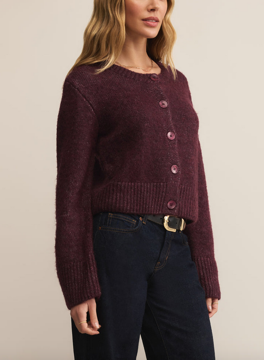 Breen Crop Cardigan - Merlot