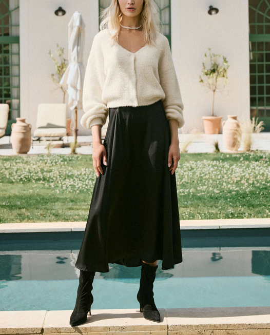 Northpointe Satin Midi Skirt - Black