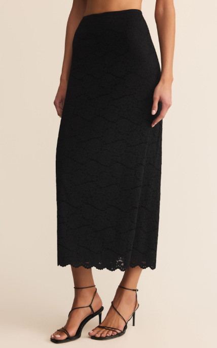 Via Lace Midi Skirt - Black
