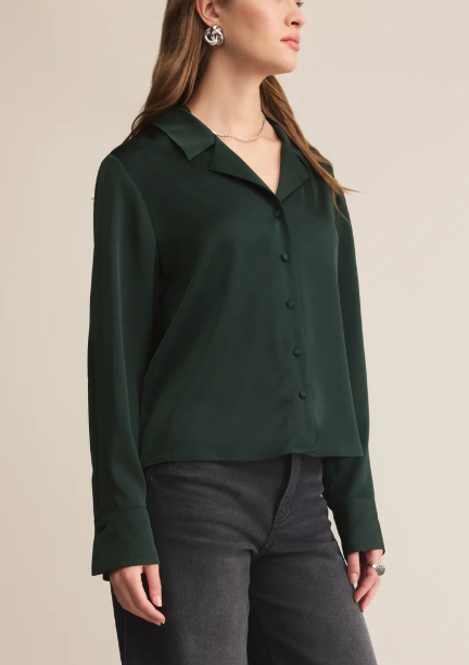 Ana Satin Top - Garland Green