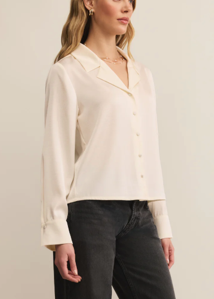 Ana Satin Top - Cloud