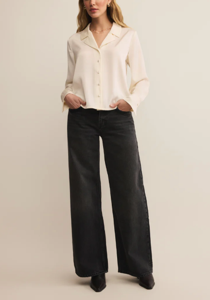 Ana Satin Top - Cloud