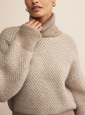 Balkan Funnel Neck Sweater - Smoked Heather