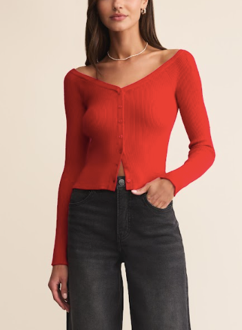 Jovy Sweater Top - Festive Red