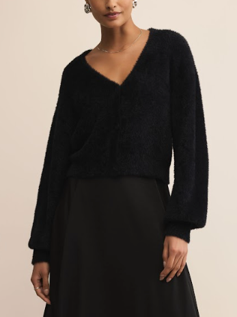 Sadira Fluffy Cardigan - Black