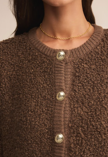Maxie Fluffy Cardigan - Root Beer