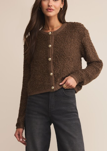 Maxie Fluffy Cardigan - Root Beer