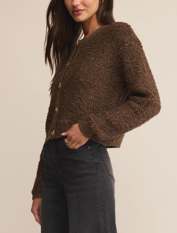 Maxie Fluffy Cardigan - Root Beer