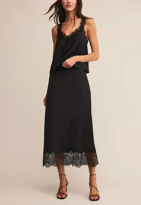 Uma Lace Satin Cami - Black