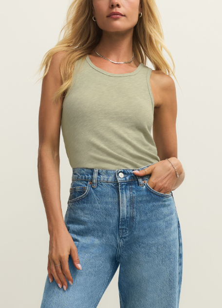 Classic Slub Scoop Tank - Bay Leaf