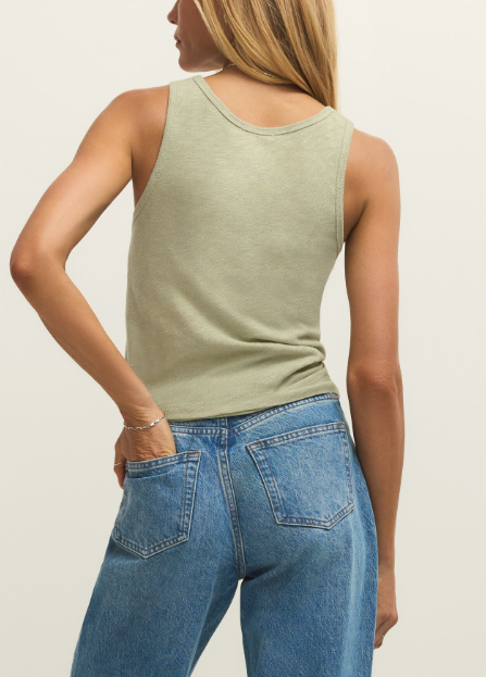 Classic Slub Scoop Tank - Bay Leaf