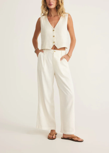 Topanga Wide Leg Linen Pant - White
