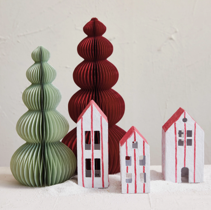 Red Honeycomb Paper Tree - 14"