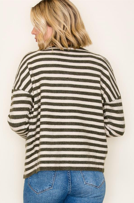 Olive You Striped Cardigan