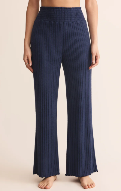 Dawn Smocked Rib Pant - Blue Sapphire