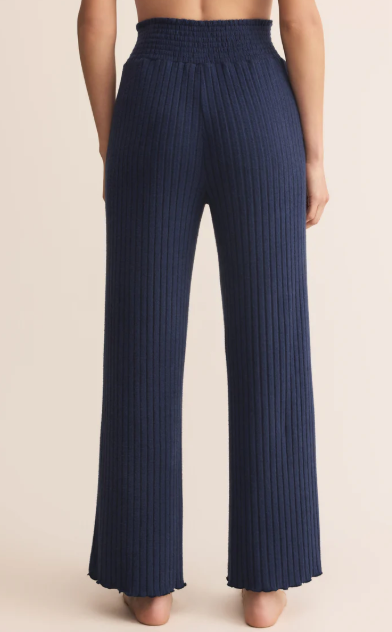 Dawn Smocked Rib Pant - Blue Sapphire