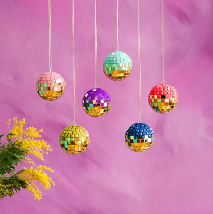 Mini Gold Colored Disco Ball Ornament