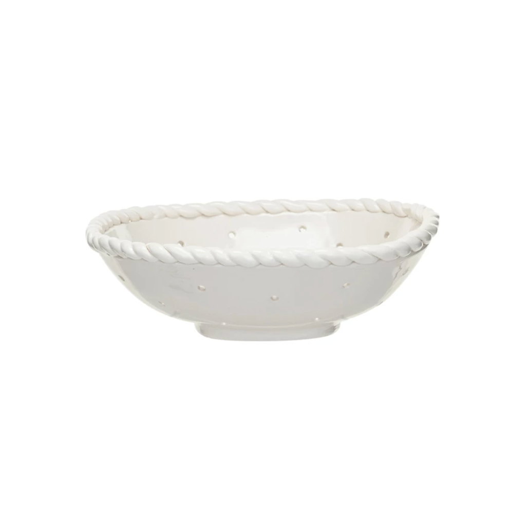 Stoneware Colander with Twisted Edge