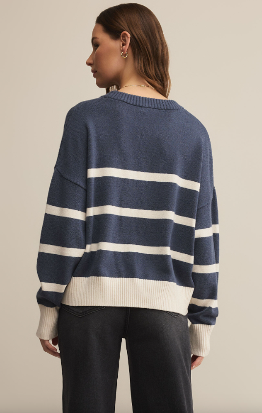 Jordane Striped Sweater - Storm Cloud Heather