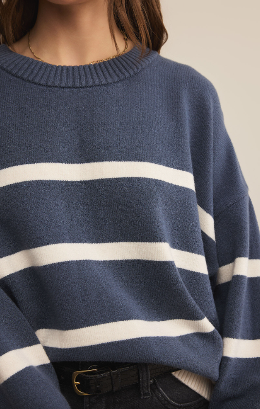 Jordane Striped Sweater - Storm Cloud Heather