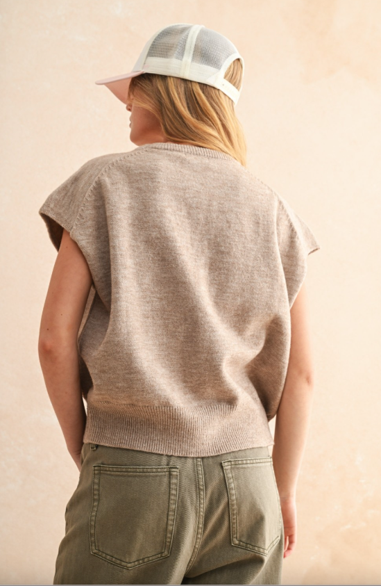 Coffee Run Sweater Top - Taupe