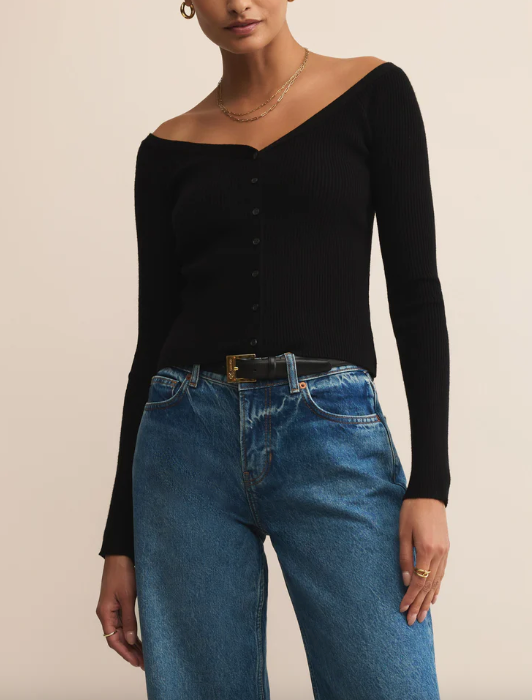 Jovy Sweater Top - Black
