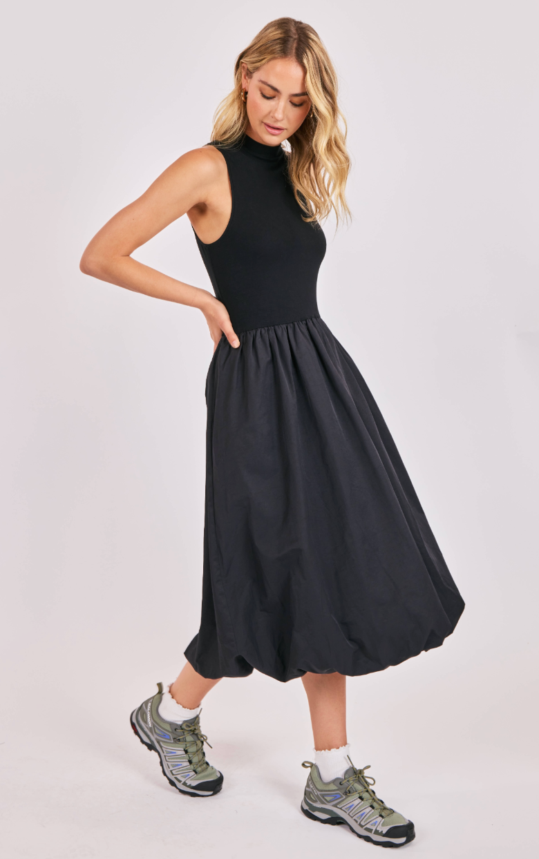Happier Now Contrast Bubble Hem Midi Dress