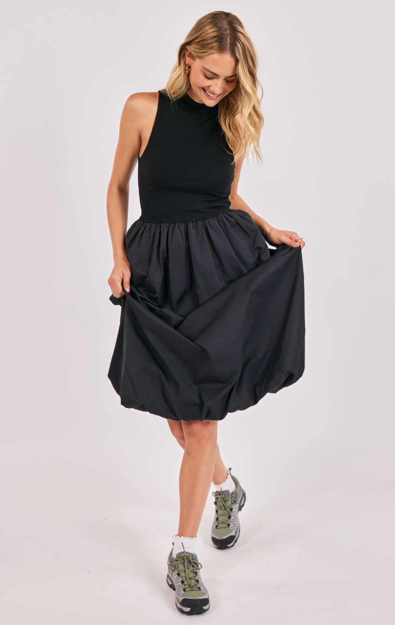 Happier Now Contrast Bubble Hem Midi Dress