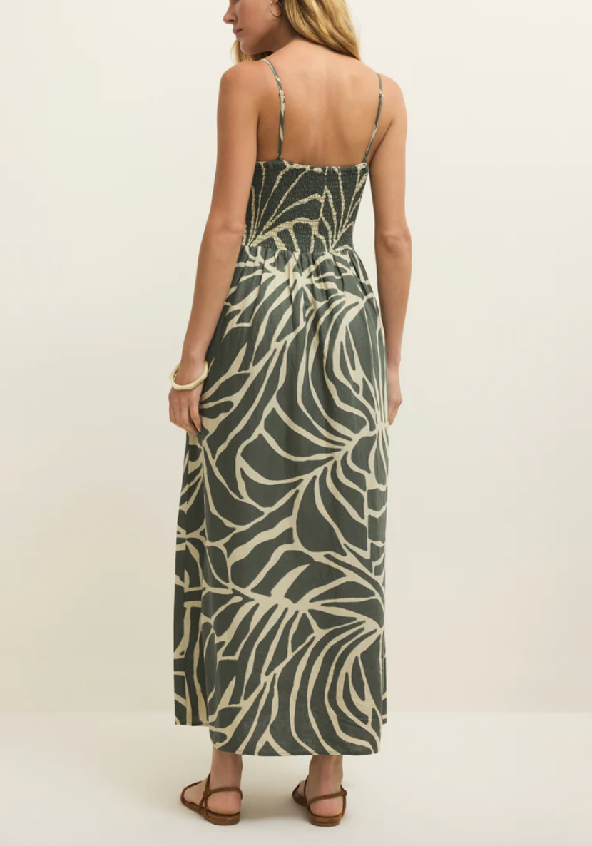 Bayside Tova Palm Midi Dress - Tea Leaf