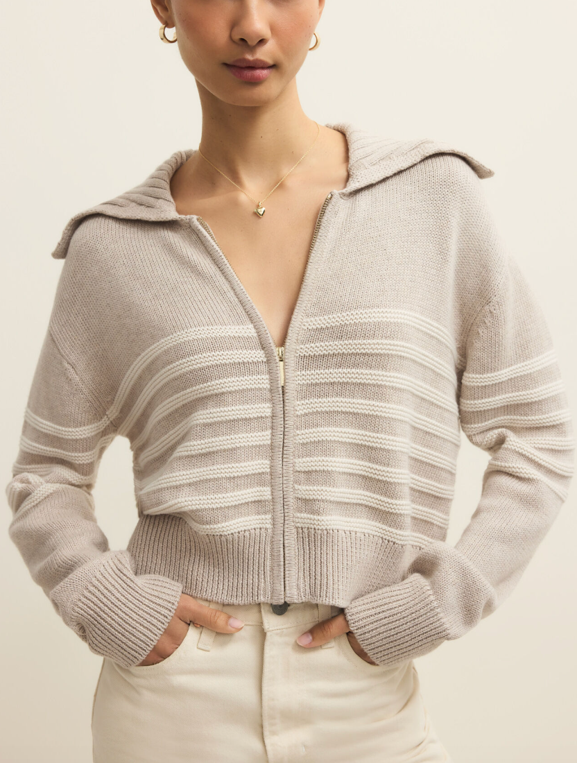 Kovac Cropped Sweater Jacket - Natural Heather