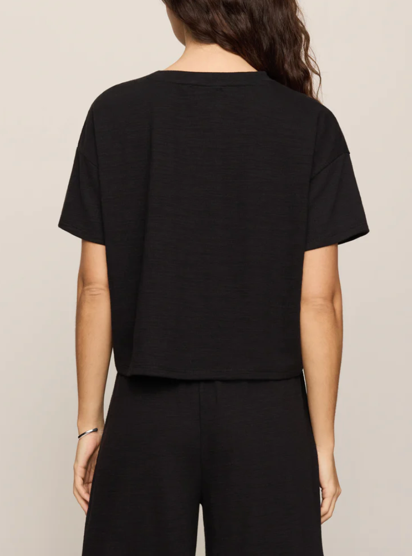 Sway Textured Cropped Tee - Black