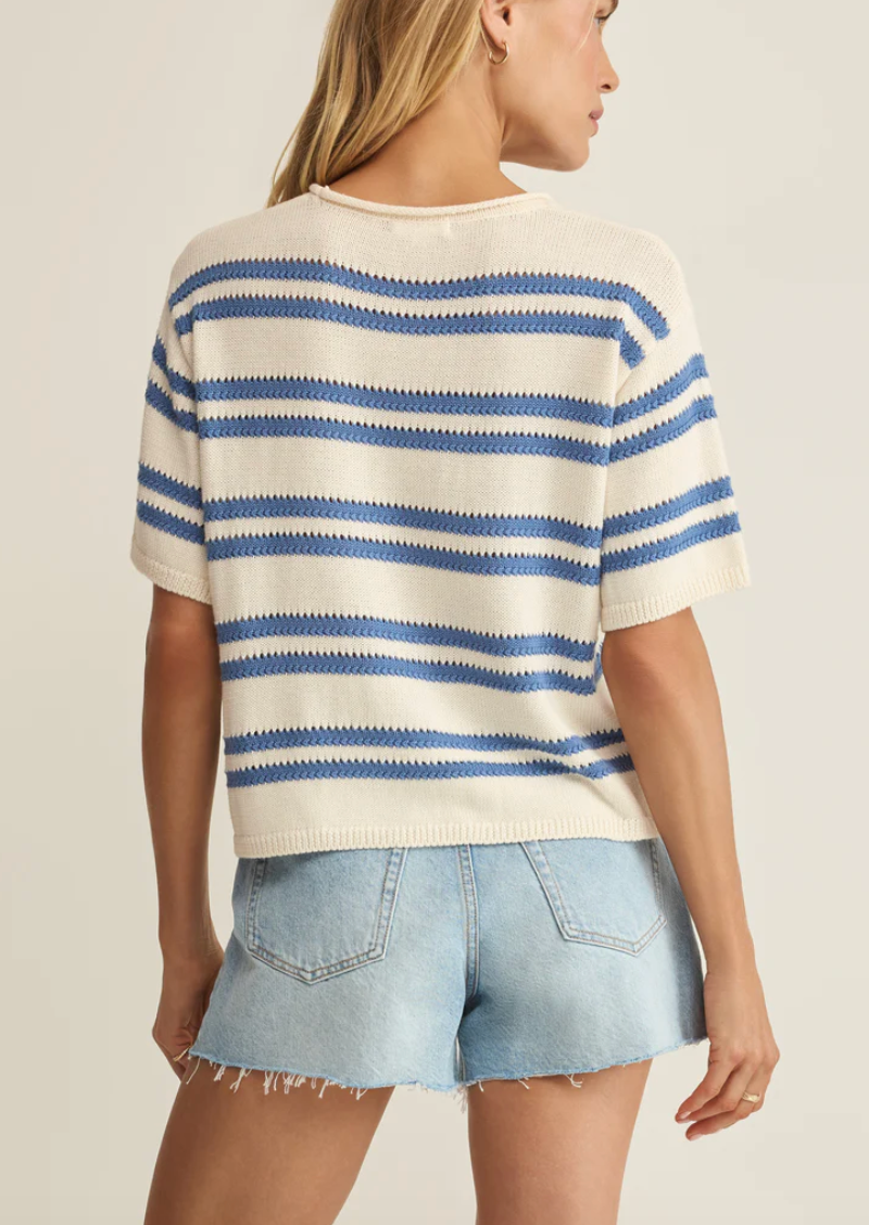 Prado Stripe Sweater Tee - Lake Blue